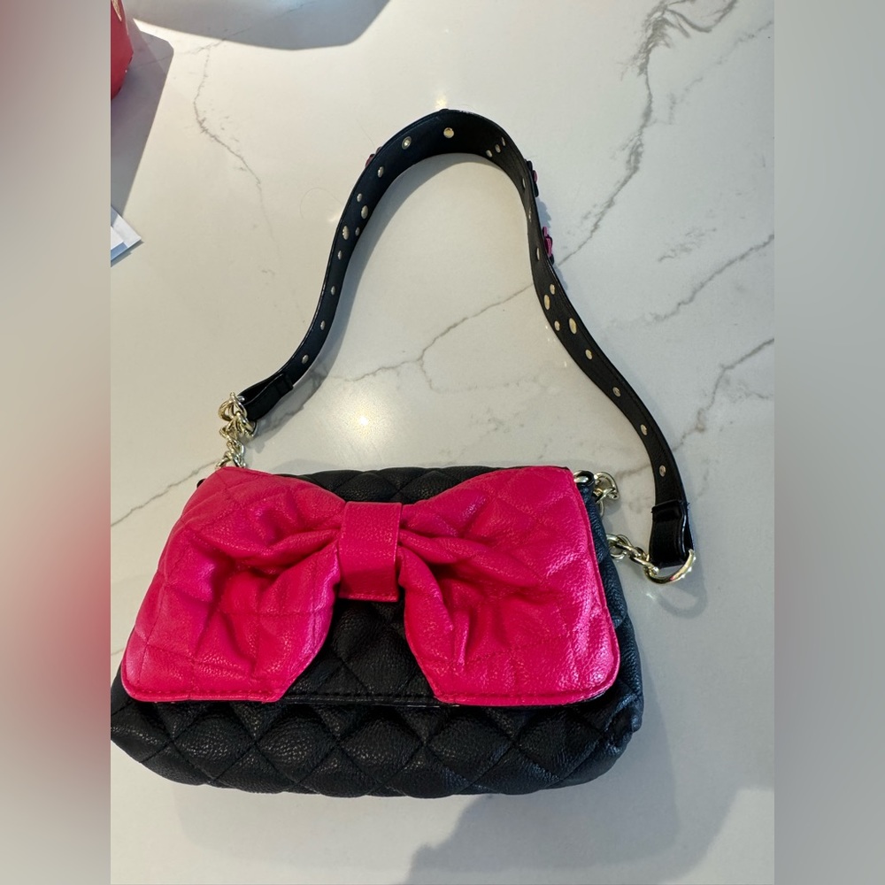 Betsey Johnson Big Bow Shoulder Bag, Fuchsia Multi